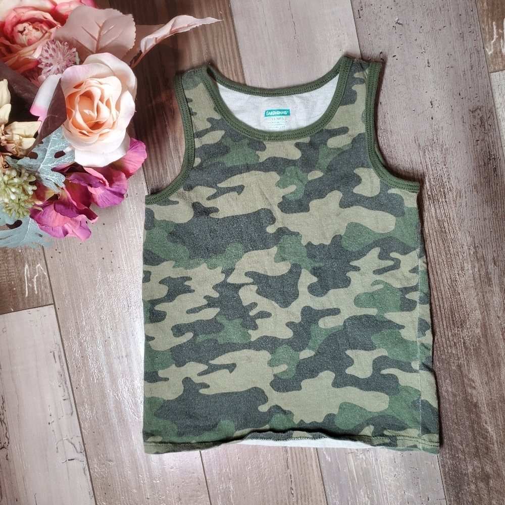 Garanimals 100% Cotton Green Camo Camouflage Tank Top Size 5T Toddler Boy GUC